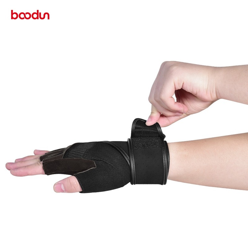 Leather Gym Gloves Men Extended Wrist Belt Half Finger Dumbbell Weight Lifting Fitness Gloves Deerskin Workout Sports Gloves