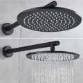 Round Matte Black Shower Faucet Brass 2 Function Cold and Hot Shower Set Wall Mounted Bathroom Faucet Rounder Shower Head
