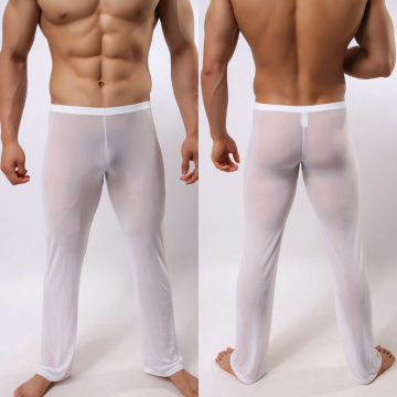 Hiriginr Men's Sexy Soft Mesh Sheer See-through Stretch Pants Trousers Sleepwear Hot Transparent Men Pants Homewear