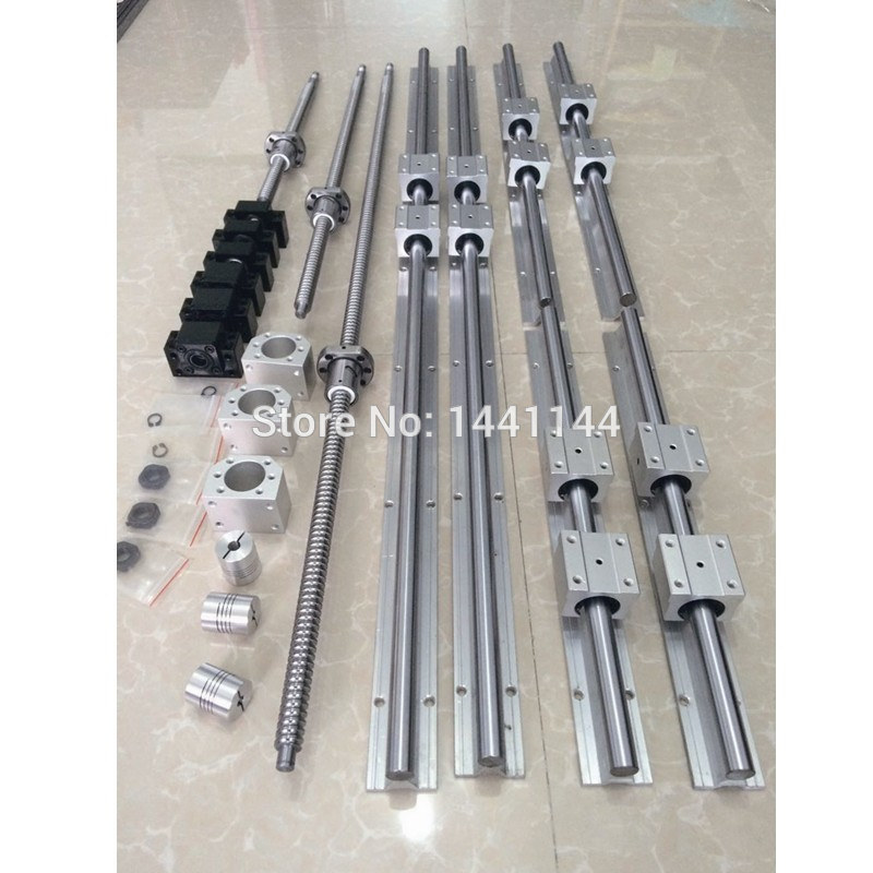 RU Delivery SBR 16 linear guide Rail 6 set SBR16 - 300/1000/1300mm + ballscrew set SFU1605 - 300/1000/1300mm + BK/BF12 CNC parts