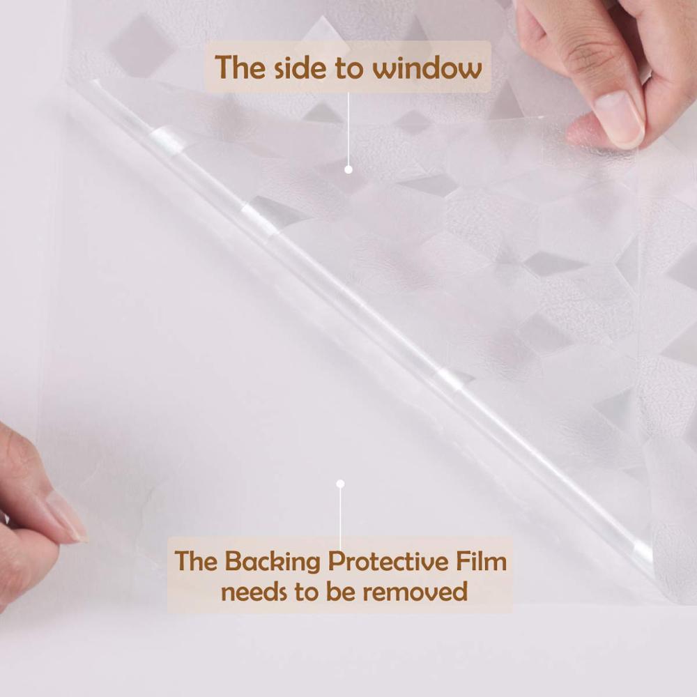 LUCKYYJ Privacy Window Film 3D Decorative Self-adhesive Film Removable Window Sticker Anti-UV Window Glass Film for Home Office