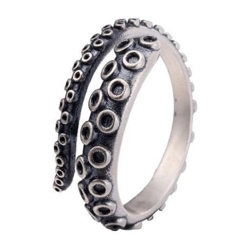 High Quality Gothic Punk Rock Squid Feet Octopus Finger Ring Adjustable Genuine 925 Sterling Silver Rings Vintage Jewelry