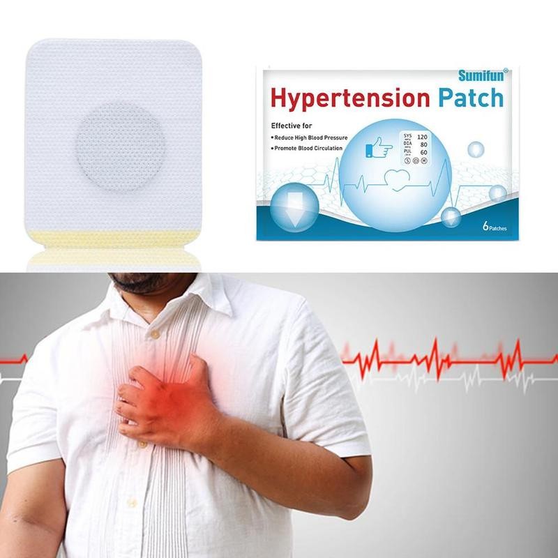 6pcs Hypertension Patch Herbal Reduce High Blood Pressure Clean Blood Vessel Plaster Hypertension Care Products Health Care