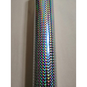 Holographic foil hot stamping foil silver color lattice pattern B02 hot press on paper or plastic 64cm x120m