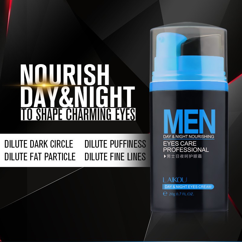 LAIKOU 20g Men Day and Night Eye Cream Moisturizing and Nourishing Fading Wrinkle Removes Dark Circles Eye Cream Men's