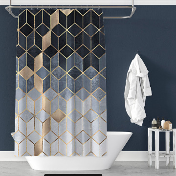 200x180 bathroom curtain 3D marble pattern geometric printing polyester waterproof household decorative shower curtain with hook