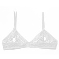 Women Hot Erotic Lingerie Soft Lace Floral Sheer Nipple Open Hollow Transparent Bralette Wire-free Unlined Sexy Bra Tops