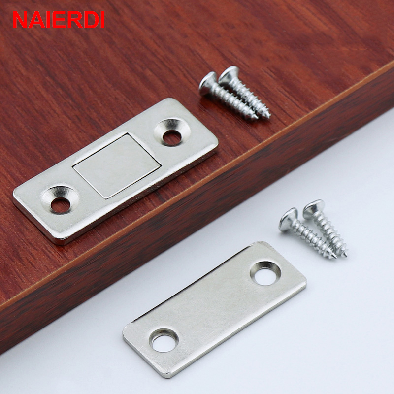 NAIERDI 2pcs/Set Magnet Door Stops Hidden Door Closer Magnetic Cabinet Catches With Screw For Closet Cupboard Furniture Hardware