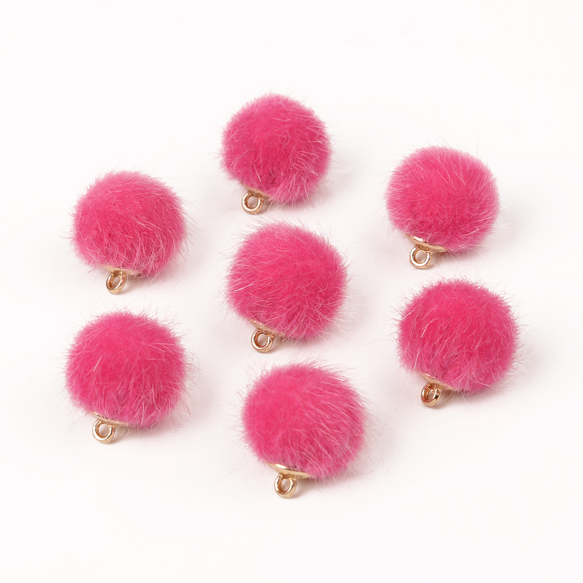 10Pcs Fabric Wrapped Acrylic Beads 15mm Pom Poms Ball Pendant Handmade DIY Sewing Craft Garment Supplies Cloth Decorations
