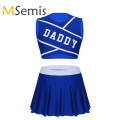 Women's Cheerleader Uniform Schoolgirl Carnival Dancewear Crop Top with Mini Pleated Skirts Role Play Cheerleading Costume