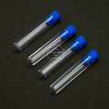 20pcs/lot 12x60mm Clear Plastic test tubes with plastic color stopper push cap for school experiments