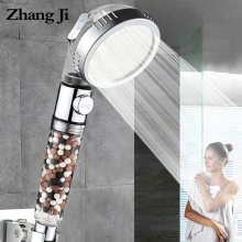 ZhangJi Bathroom 3-Function SPA shower head with switch on/off button high Pressure Anion Filter Bath Head Water Saving Shower