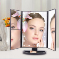 Makeup Mirror Beauty Mirror Tabletop Mirror USB Three-Fold Makeup Mirror Smart Touch Beauty 22 LED Light Magic Mirror