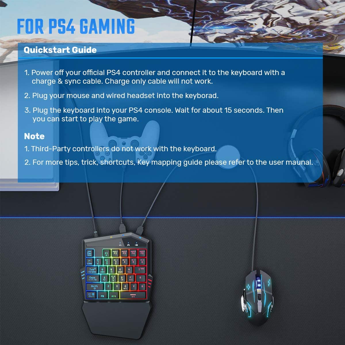 iFYOO Gaming Keyboard and Mouse Combo (Converter Build in) for PS4, PS3, Xbox One, Nintendo Switch, Xbox 360 Call of Duty/PUBG