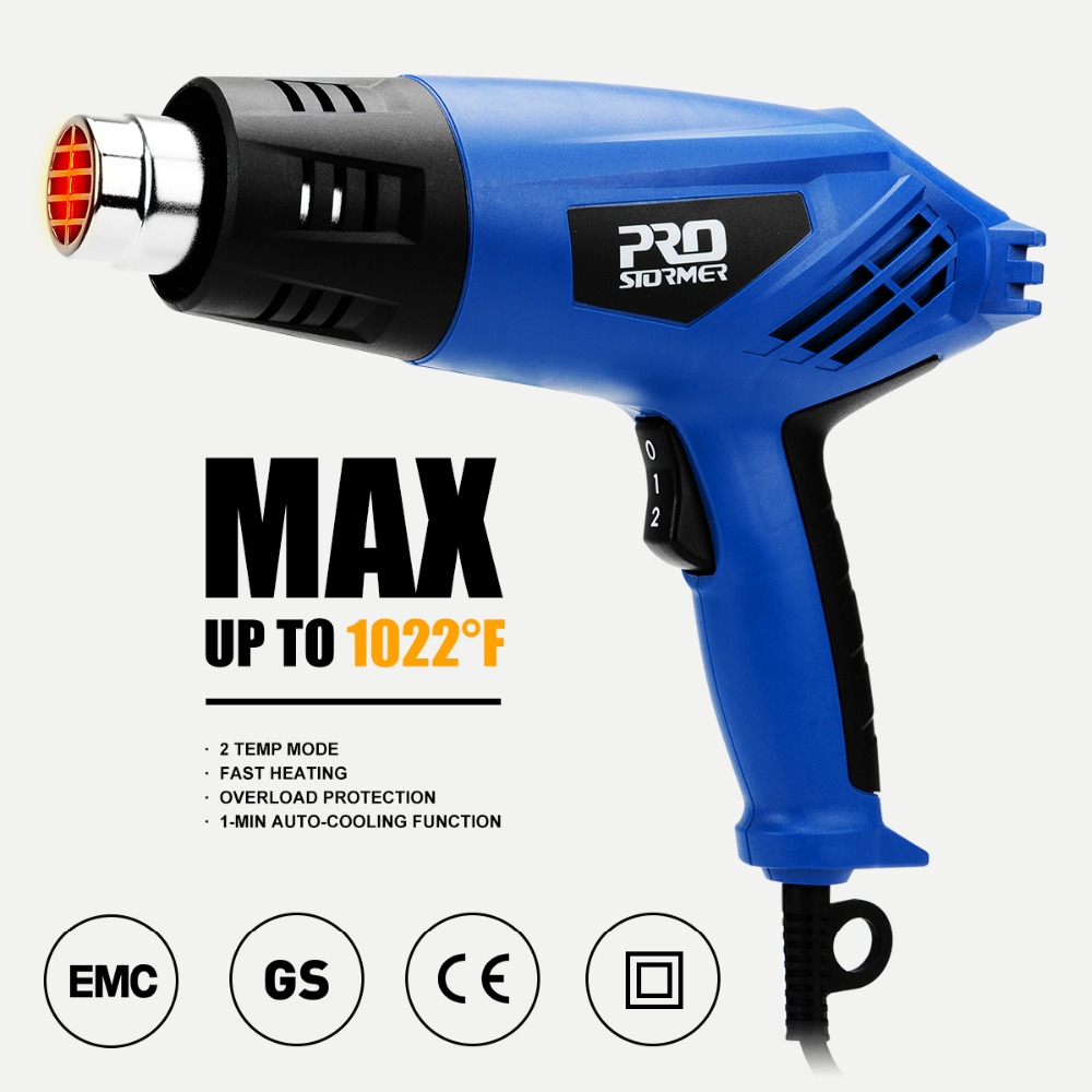 2000W 220V Industrial Electric Hot Air Gun Dual Temperature-controlled Building Hair Dryer Temperature Heat Gun NozzlePROSTORMER