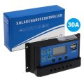 30A PWM Solar Panel Regulator 12V-24V Charge Controller Auto Dual USB Digital Display for Lead Acid Batteries LCD Collector