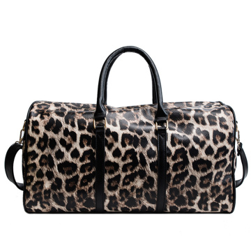 Outdoor PU Leather Sports Gym Bag Women Men Training Fitness Crossbody Shoulder Bag Leopard Print Travel Yoga Handbag