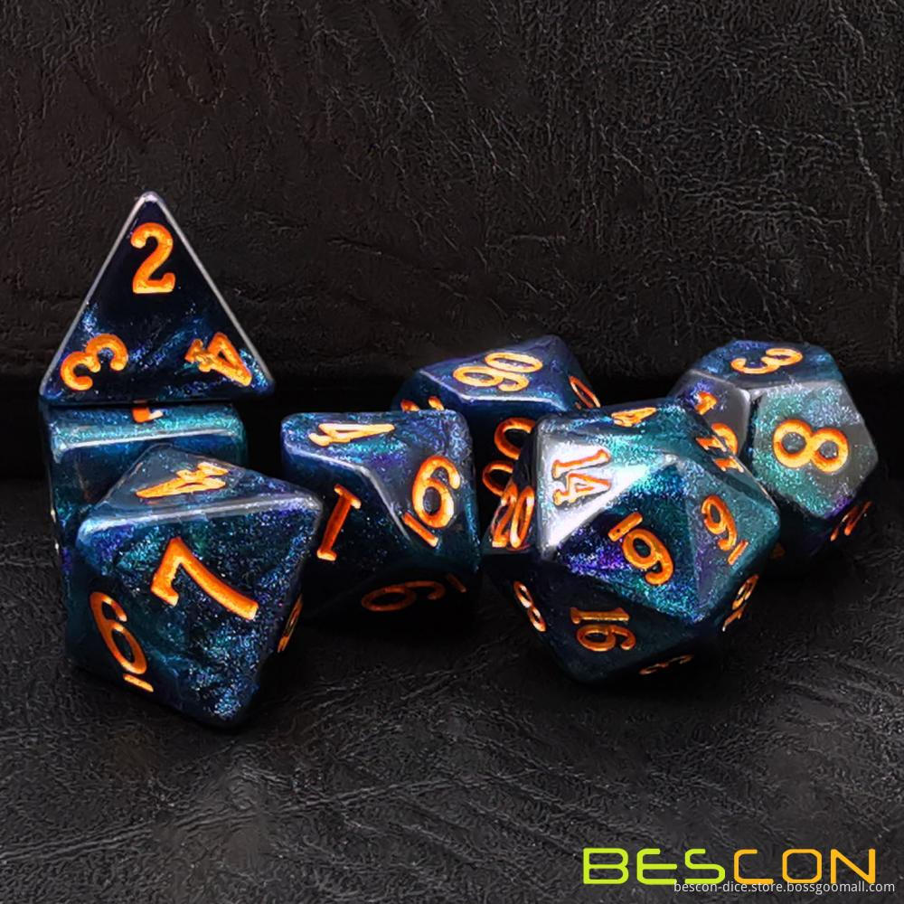 Bescon Starry Night Dice Set Series, 7pcs Polyhedral RPG Dice Set