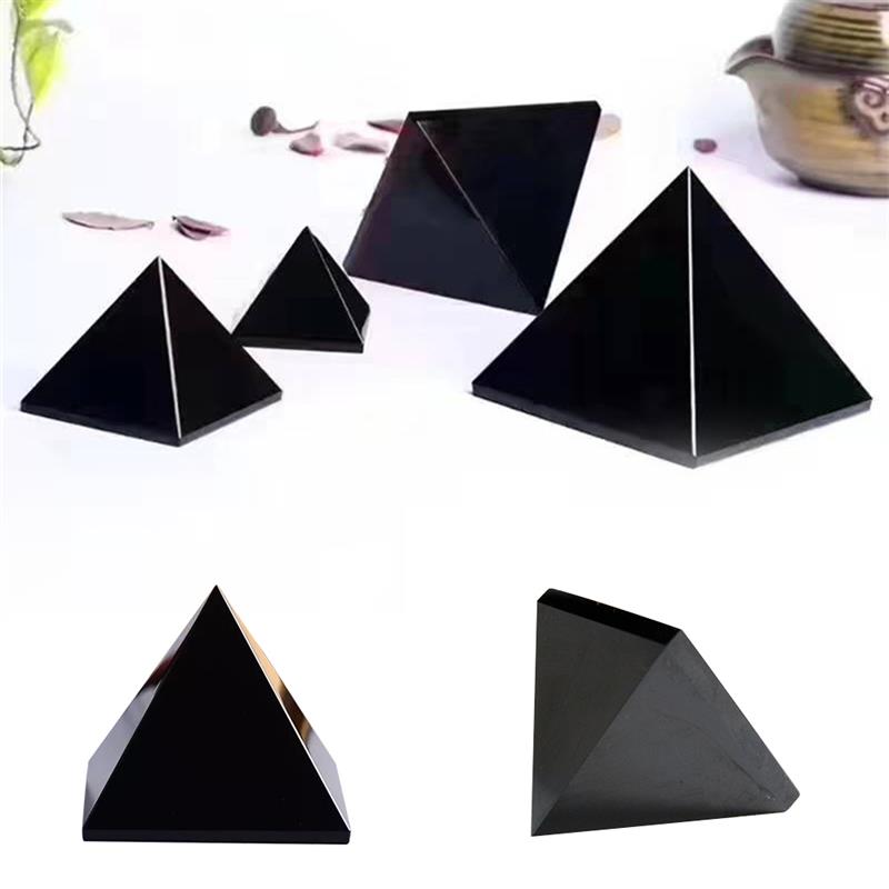 Pyramid Healing Crystal Black Natural Obsidian Quartz Crystal Beautiful Lustrous Surface Stones For Home Decor