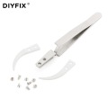 DIYFIX ESD Ceramic Tweezers Precision Cross Lock Reverse Forceps Heat-resistant DIY Repair Tools E - Cigarette Resistance Wire