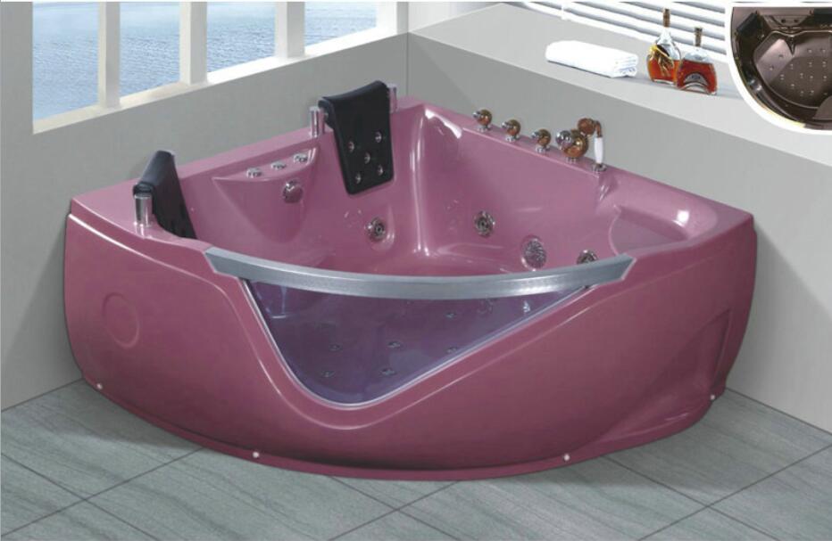 1500mm Bathroom Wall Corner Whirlpool Bathtub LED Colored Lights Indoor Spa Double People Surf Massage Tub 1511