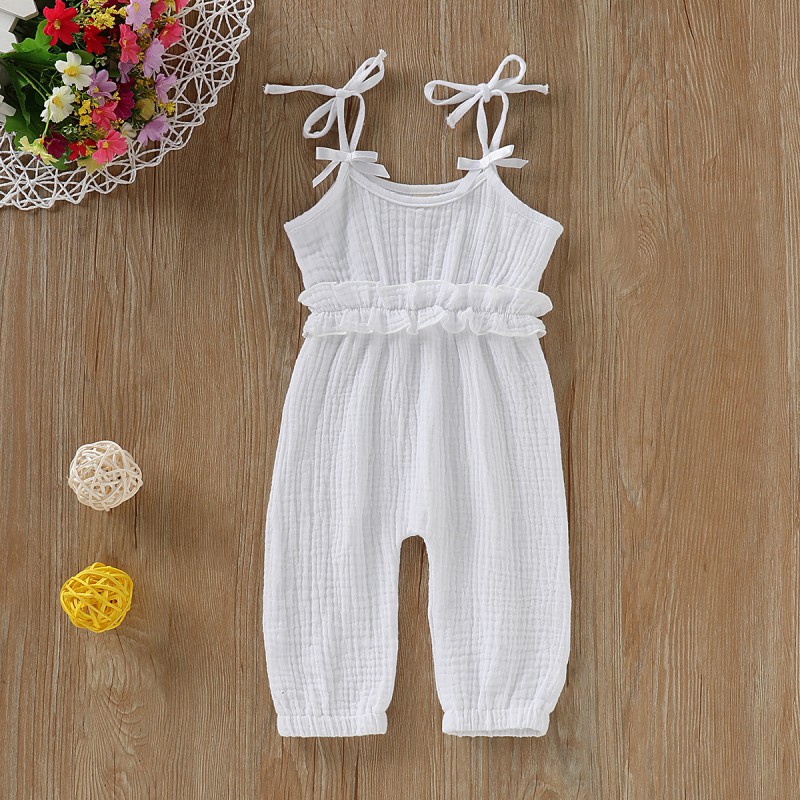 Fashion Kids Baby Girl Boy Summer Strap Cotton Sleeveless Solid Romper Jumpsuit Suspenders Pants Trousers Clothes Set