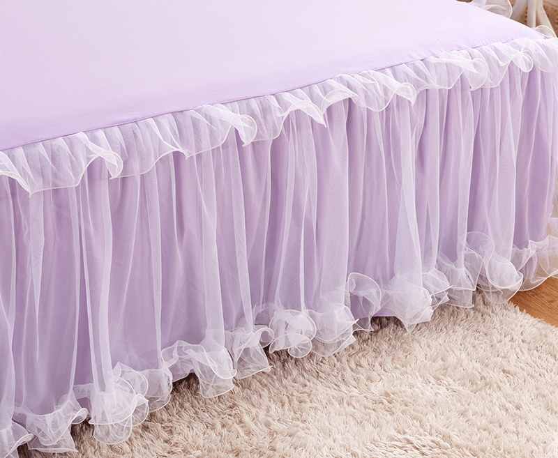 Solid Color Rufflled Bedspread Romantic Lace Bed Skirt Bed sheet Handmade Bed Cover Princess Bedding Home Textile Twin/Queen