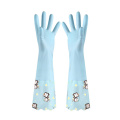 1 Pair Kitchen Plus Velvet Thicken Cleaning Gloves PVC Waterproof Non-slip Household Rubber Gloves Household Dishwashing Gloves