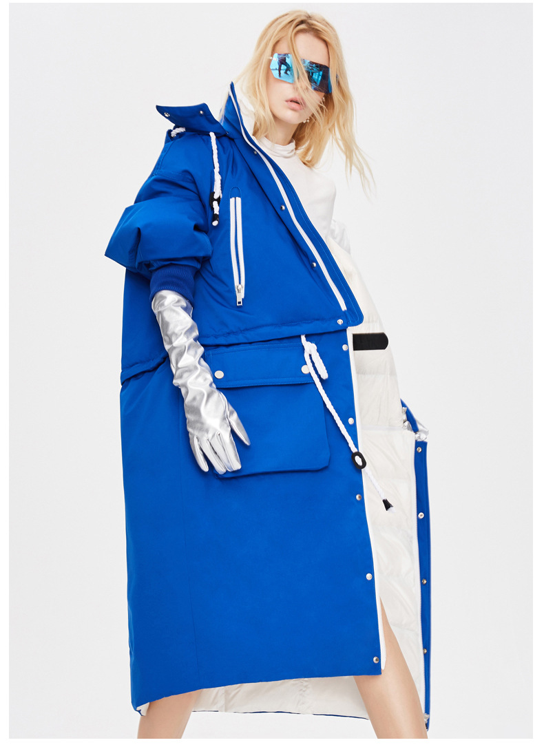 Contarst Color Long Parka Jacket