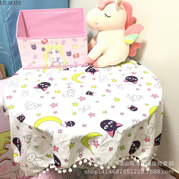 100X70CM Sailor Moon Cartoon Luna Cat Anime Action Figure Printed Polyester Shooting Background Cloth Tablecloth Tapestry Toys