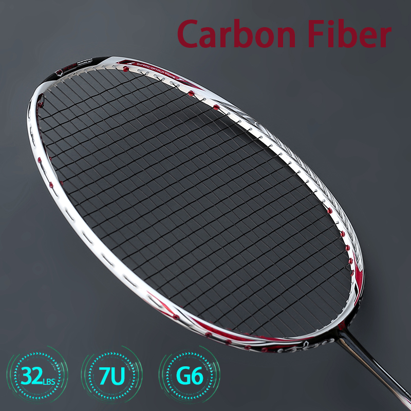 Ultralight 7U 67-69g Professional Carbon Fiber Badminton Rackets Raquette Max Tension 30lbs Racket With Strings Bag Sports Speed