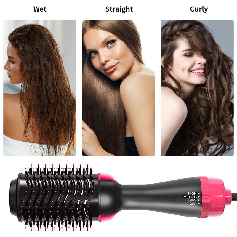 2 in 1 Hair Dryer Blow Dryer Hot Air Brush Negative Ion Dryer Straight&Curls Styling Salon Electric Hairdryer Brush