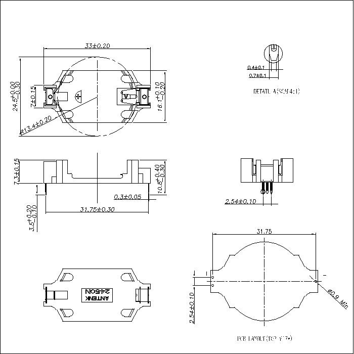Coin Cell Holders Right Angle Dip For Cr2450n Bt S Sn A 2450n