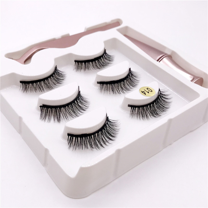 3 Pairs Magnetic Eyelashes 3D False Lashes Magnetic Eyeliner Waterproof Lasting Liquid Tweezers Set Lasting Handmade Eyelash