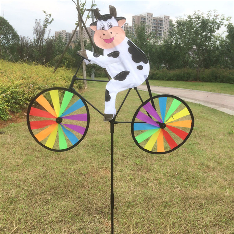 Hot Selling Cute 3D Animal on Bike Windmill Wind Spinner Whirligig Garden Lawn Yard