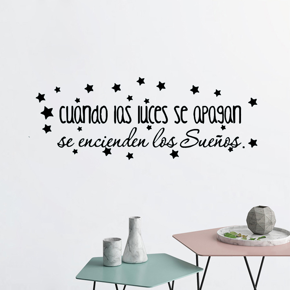 Large Wall Stickers Spanish Quotes Sentences Vinyl Wall Art Decals for Kids Room Decoration Spanish Vinyl Sticker Wallpaper