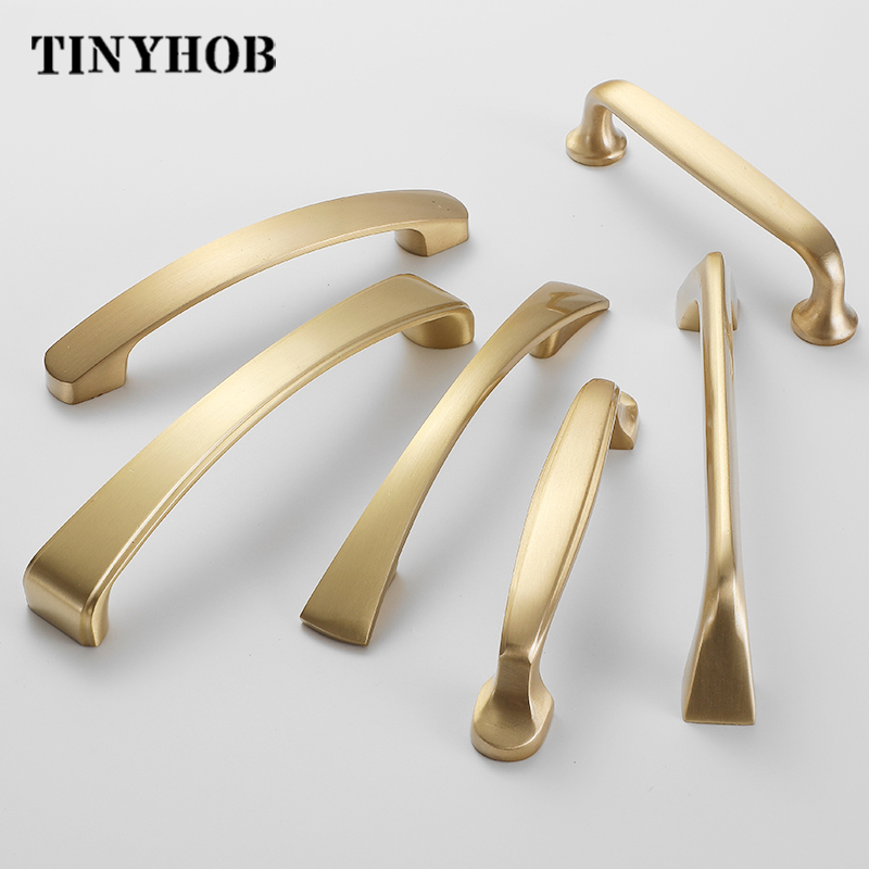 Various styles/Solid brass Cabinet Handles Kitchen Cupboard Door Pulls Drawer Knobs European Gold Furniture Handle Hardware