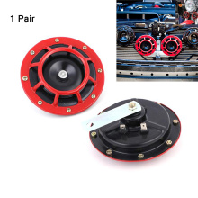 Super Loud Tone Air Horn for Car Kit 1 Pair 12v 115DB Hella Super Loud Compact Electric Blast Tone Motorcycle Horns Speaker Red