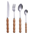 4PCS Stainless Steel Tableware Set Wood Handle Dinnerware Knife Fork Spoon Teaspoon Cutlery Set flatware sets