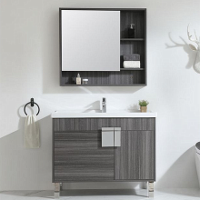 Grey Wood Bathroom Cabinet with Mirror Cabinet