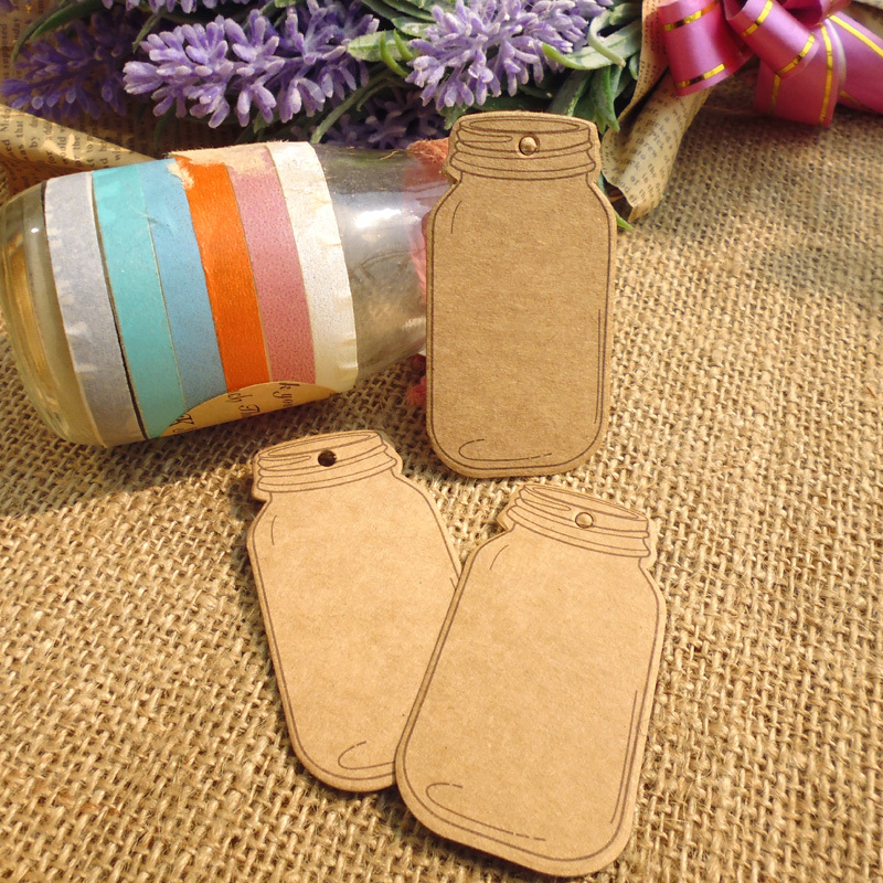 50PCS Vintage Style Mason Jar Shape Tags Brown Kraft Paper Gift Tags Hang Tags for DIY and Craft, Canning Jars and Party Favors