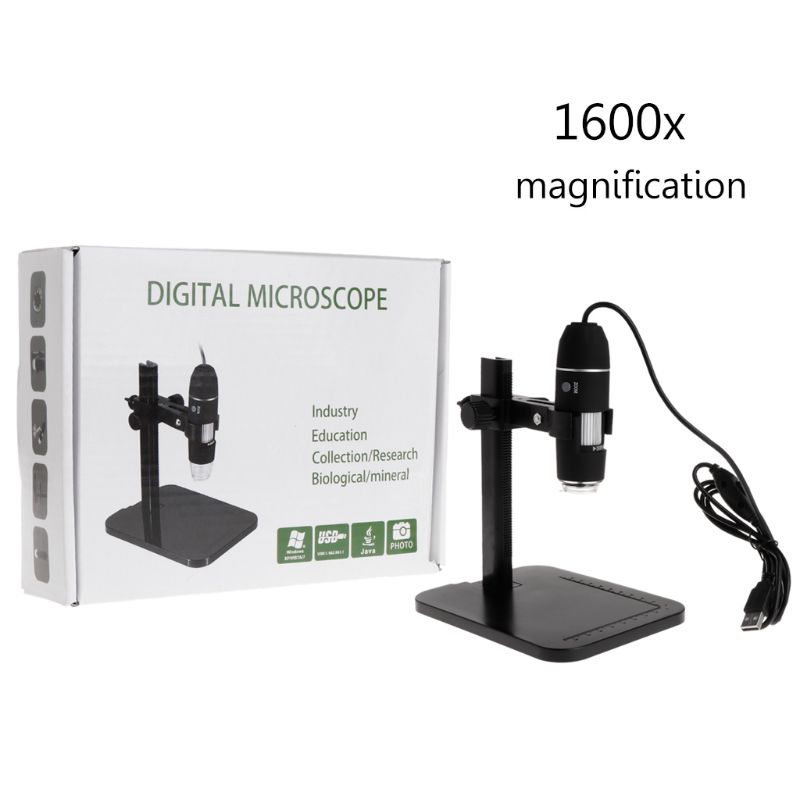 1600X 8LED USB Digital Microscope Magnifier Camera Endoscope with Ruler Bracket