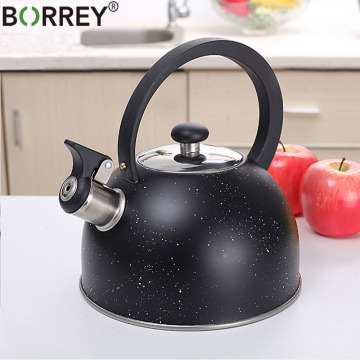 BORREY 2.5L Stainless Steel Whistling Kettle Induction Cooker Gas Stove Kettle Bouilloire Camping Home Metal Kettle Cooking Pot