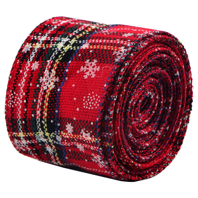 6m/roll Red Black Plaid Ribbons Imitation Hemp Ribbon Grosgrain Linen Ribbon Christmas Tree Decoration Bow Xmas Gift wrapping