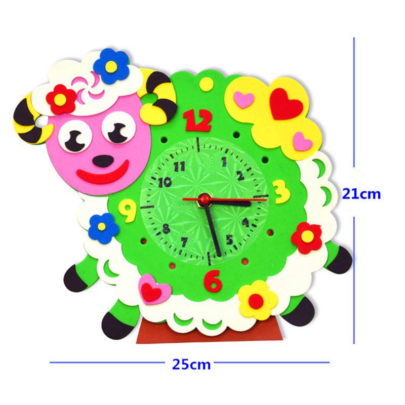 arts crafts diy toys Cartoon EVA clock crafts kids Puzzles educational for children's toys Fun party diy girl/boy christmas gift