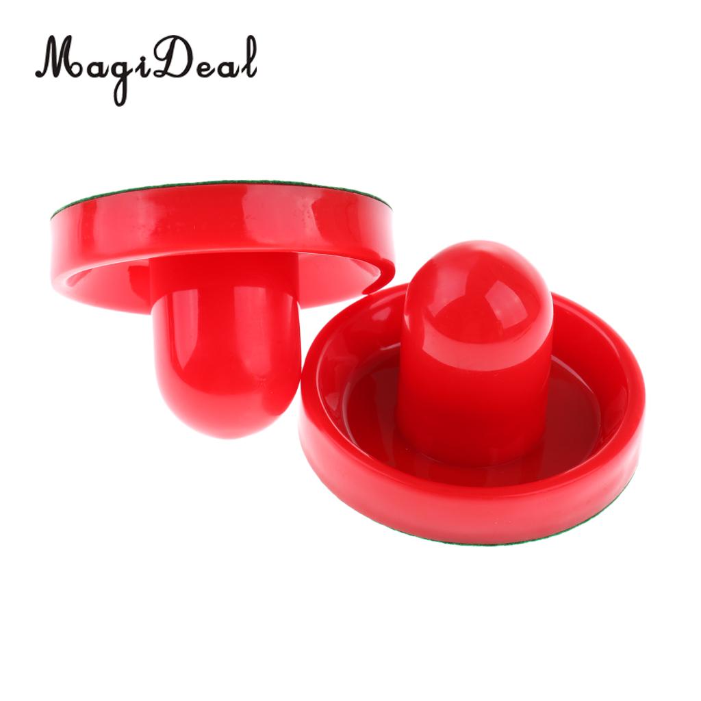 MagiDeal 2 Pieces 77mm Air Hockey Felt Pushers Goalie Handles Paddles Replacement Medium Red