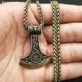 Nostalgia Slavic Symbol Perun Axe With Kolovrat Pendant Trinity Viking Rune ALGIZ Scandinavian Norse Vintage Necklace