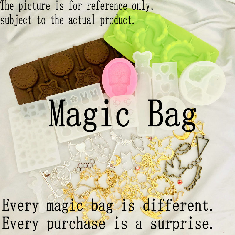 DIY Magic Bag Surprise Mystery Bag Silicone Mold Charms Metal Frame Accessory Jewelry Fillings Handmade Resin Nail Art Stuff
