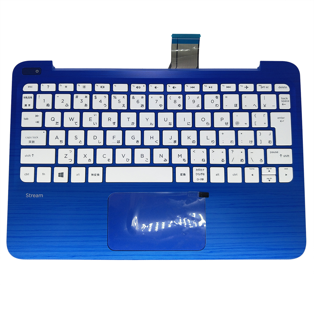 For HP Stream 11 11-R 11-D JP Keyboard 11-R015 11-r014 11-R015NR Japanese White Blue Palmrest Touchpad Upper Case FAY0H001010