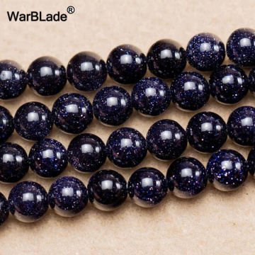 WarBLade 7A Natural Blue Sand Stone Beads Blue Sandstone Round Loose Beads 4mm 6mm 8mm 10mm 12mm For DIY Bracelet Jewelry Making